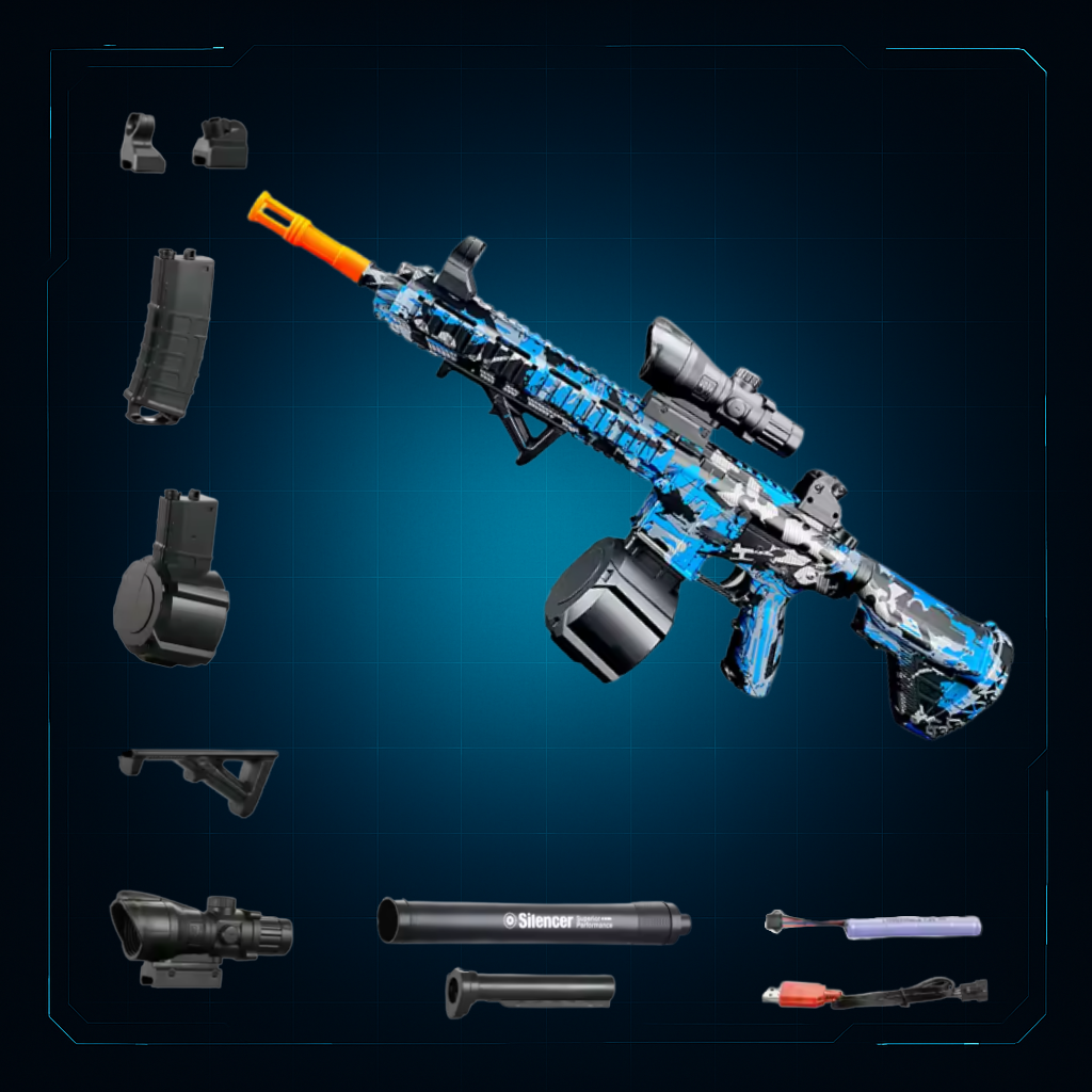 HydroBlitz M4-X – Full Auto Electric Gel Rifle with Tactical Accessories, Glasses and 500 Pellets