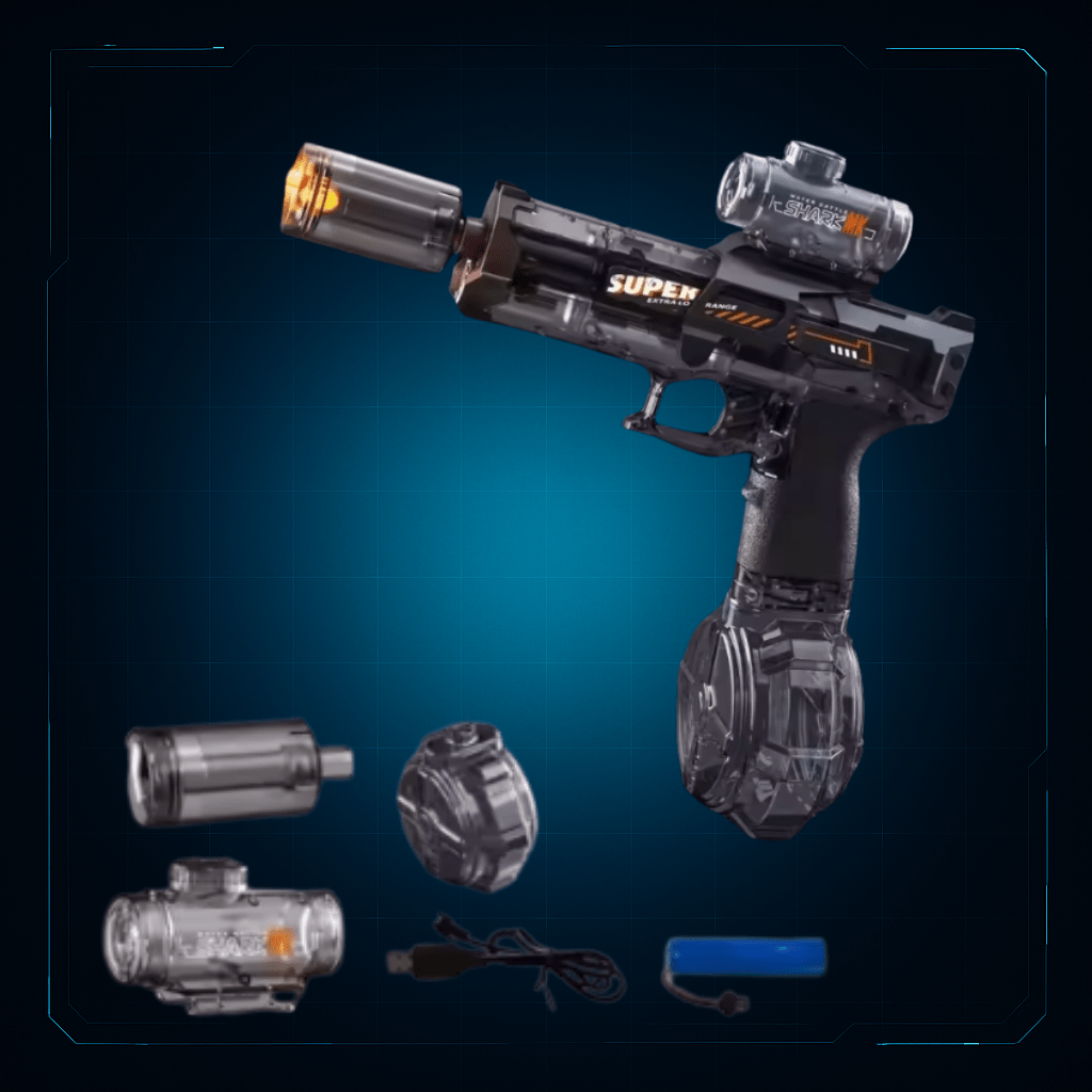 HydroBlitz Sidearm – Pistola d’Acqua Automatica con Silenziatore Luminoso - | HydroBlitz