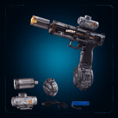 HydroBlitz Sidearm – Pistola d’Acqua Automatica con Silenziatore Luminoso - | HydroBlitz